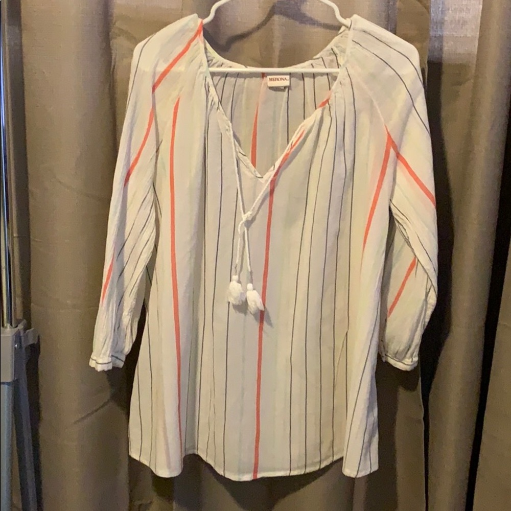 Merona XXL STRIPPED TUNIC WITH TASSELS